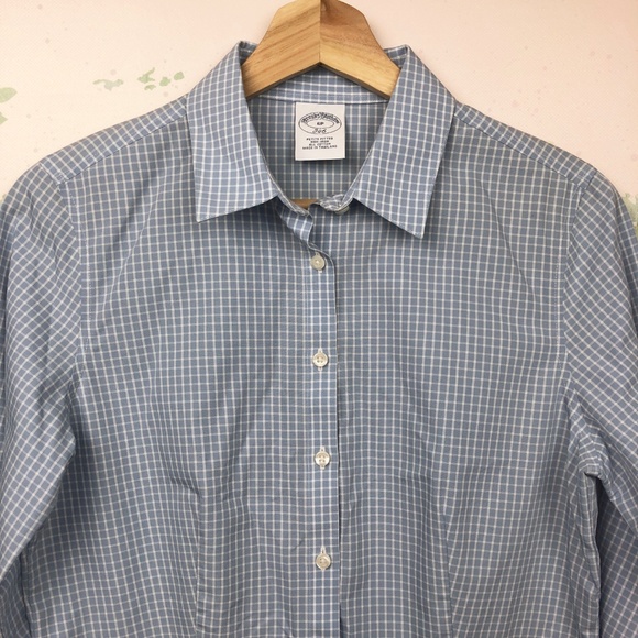 Brooks Brothers Windowpane Button Down Top Size 6P - Picture 2 of 6